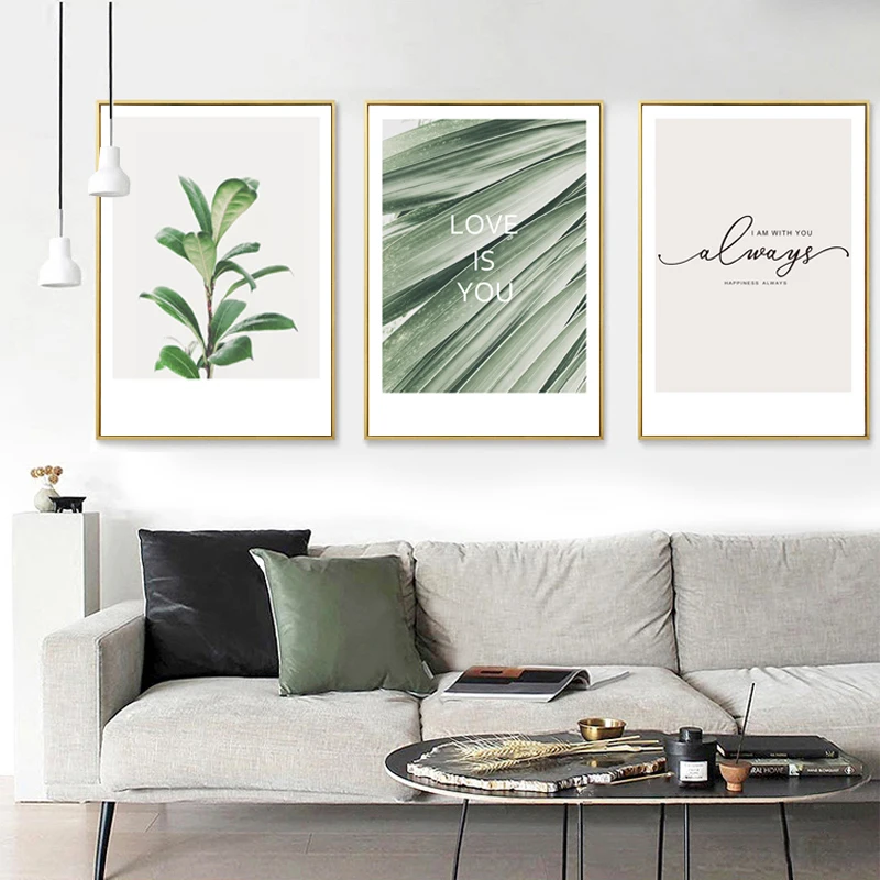 Nordic Green Plant Poster Jasmine Flower Love Quotes Art Wall Painting Canvas For Living Room Decor | Дом и сад