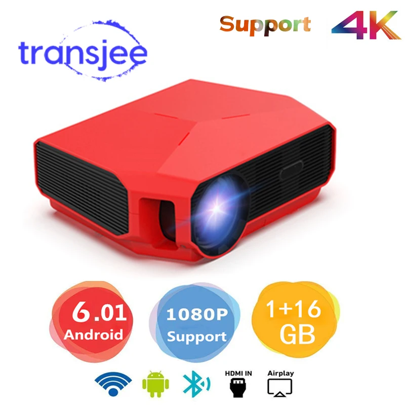 TRANSJEE Volle HD Mini Projektor Für Smartphone 4k Projektor WIFI Android 6,01 LED Home Cinema 3D Video Beamer 3800 lumen TRANSJEE Volle HD Mini Projektor Für Smartphone 4k Projektor WIFI Android 6,01 LED Home Cinema 3D Video Beamer 3800 lumen