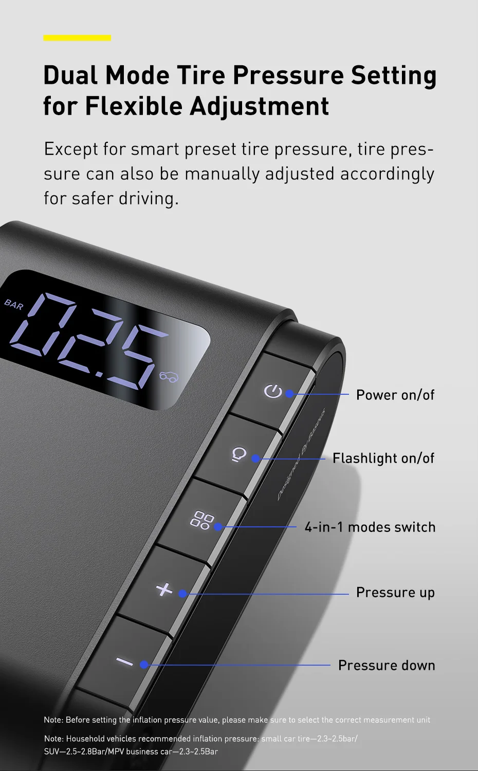 Baseus gonfleur de pneus Portable avec batterie Rechargeable-5