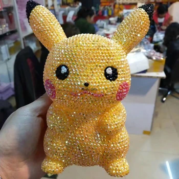 

Rhinestone Pikachu Piggy Bank Handmade Coin Dispenser Money Hidden for Kids Miniature Figurine Home Decor Accessories Coin Box