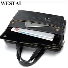 WESTAL Для Мужчин's Портфели бренд Для мужчин женских сумок из натуральной Кожаные Офисные Сумки для Для мужчин кожаная сумка для Ноутбука Мужской Портфели для документ Для мужчин t 8967