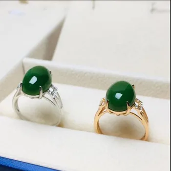 

Natural Green Hetian Jade 925 Silver Ring Chinese Jadeite Hand Carved Crafts Gifts For Women Men Amulet Fashion Charm Jewelry