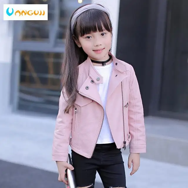 Girls Pu Zipper Jackets Cool Jacket For 