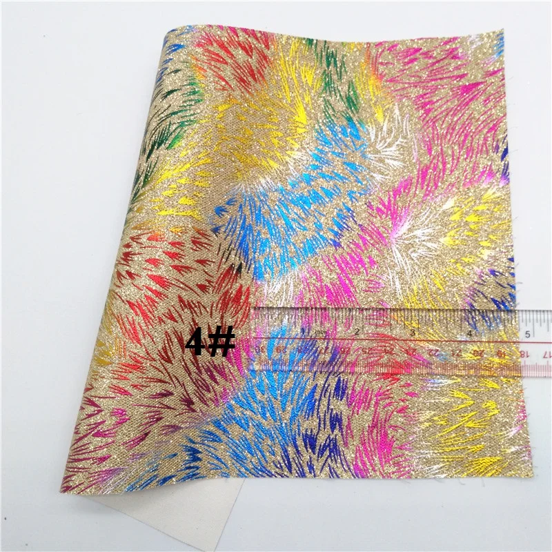 4 Glitterwishcome 21X29 см A4 Размер блестящая ткань, блеск с принтом кожа, искусственная кожа ткань винил для бантов, GM537A - Цвет: 4