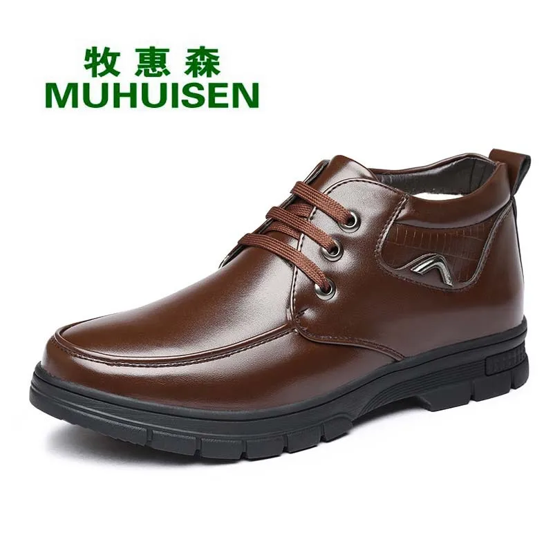 Newly Man Winter Boots2019 Quality Microfiber Leather Shoes Brand White Warm Thicken Inner Boots 38-44 Man Snow Leather Boots