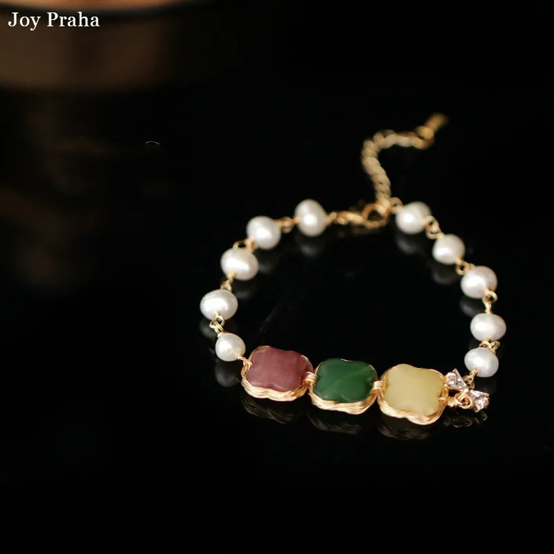

Colored natural stone freshwater pearl bracelet / Simple personality women bracelet / wholesale dropshipping