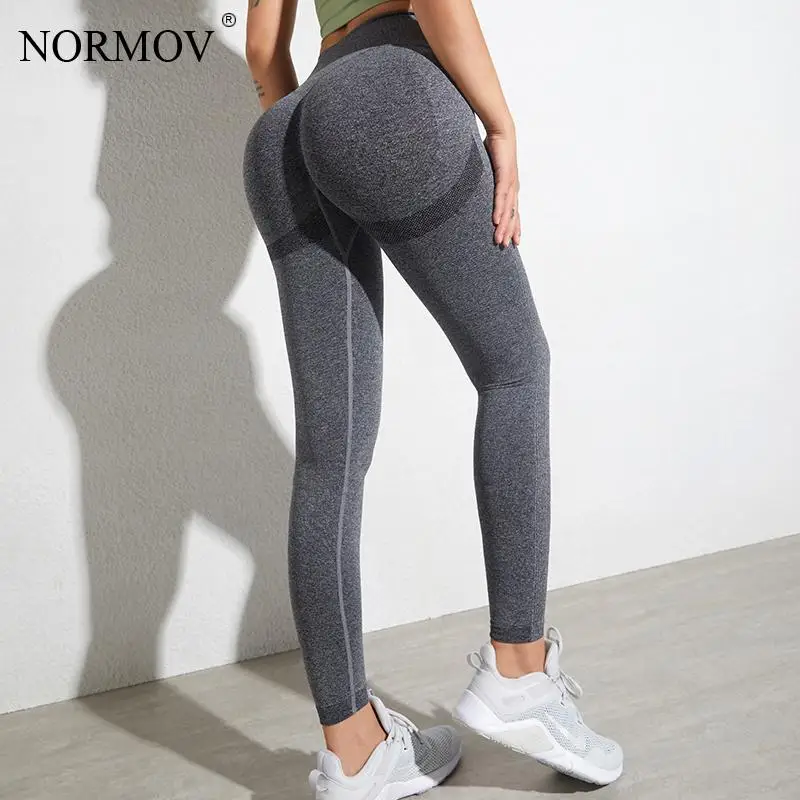 Normov Alta Cintura Ginásio Cangings Sem Costura Mulheres Sexy Bolha Bunda Push  Up Leggins Esporte Fitness Corrida Calças Menina Leggins 211019 De $71,01