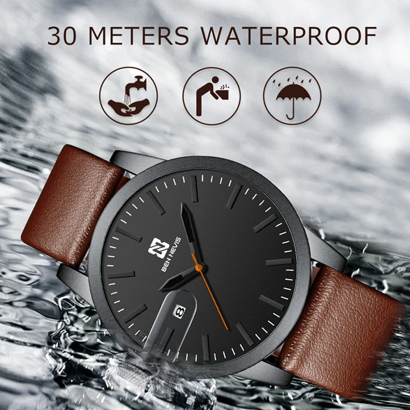 Men's Fashion Belt Quartz Watch Student Sports Time Waterproof Calendar Luminous Watch Men's Non Mechanical Watch