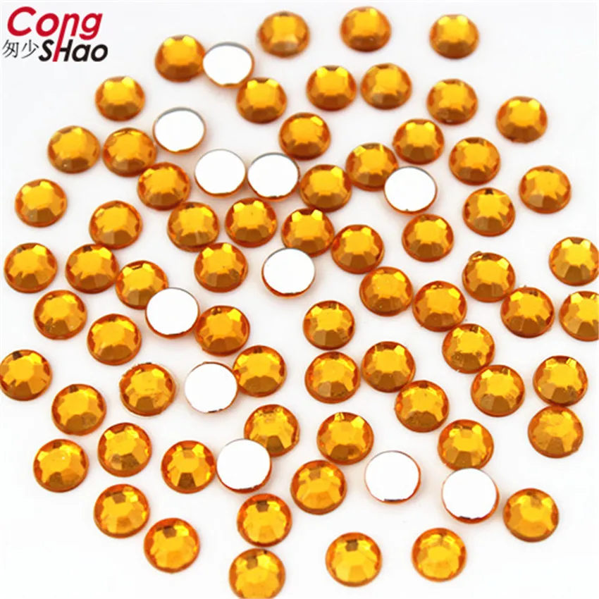 Gold yellow 4 мм, 6 мм кристалл AB 3D дизайн ногтей AB Стразы DIY не горячей фиксации круглые акриловые камни с плоской задней стороной для украшения лица одежды WC258 - Цвет: Gold yellow