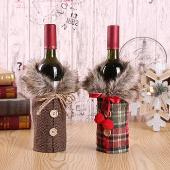 

Christmas Wine Bottle Covers Red Wine Set Christmas Dress Skirt Wine Bottle Decoration Creative Red Wine Bag