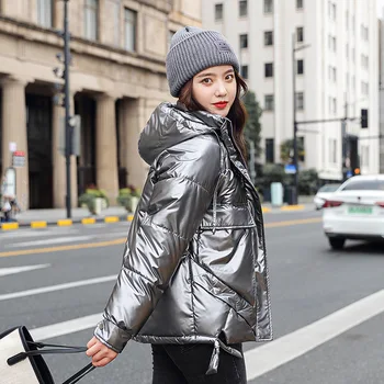 

Solid Color Stand Collar Detachable Hooded Short Loose Cotton Jacket Fashion Casual Winter Women's Parka Coat 2020 New