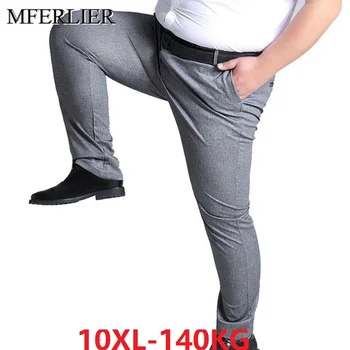 

autumn men gray suit pants blue plus size big 7XL 8XL 9XL 10XL man formal suit pants elasticity Straight loose Trousers 50 52 48