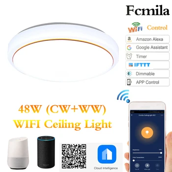 

Led Ceiling Light Lamps Bedroom Living Room Lamp Work With Alexa Echo Google Home 48w AC85-265V Smart Led Ceiling Light