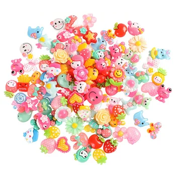 

100Pcs Randomly Mixed Kawaii Cartton flatback Resin Cabochons Scrapbooking Craft DIY Embellishments Child Hair Accessories