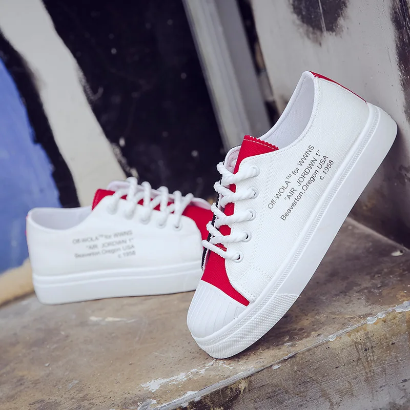 

2019 Summer Students Canvas Shoes Women's Korean-style Solid Color Lace up Front Shoes Breathable Comfortable Flat White Shoes