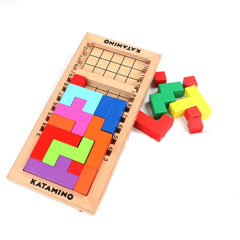 子供テトリスパズル木のおもちゃ子供テーブル思考ゲームキューブblocksood組立パズルモンテッソーリ教育木製玩具 Aliexpress