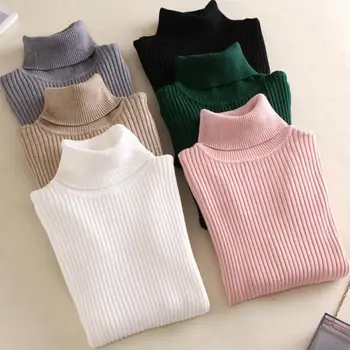 

Autumn Winter Women Sweater Knitted Turtleneck Casual Soft Jumper Sweater Fashion Slim Femme Elasticity Pullovers свитер женский