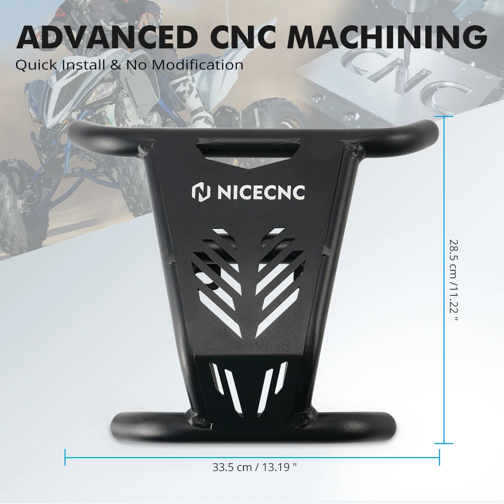 NiceCNC ATV Black Front Bumper Grab Bar Protector Cover Guard Aluminum For Yamaha Raptor 700 700R 2016-2021 2020 2019 2018 2017