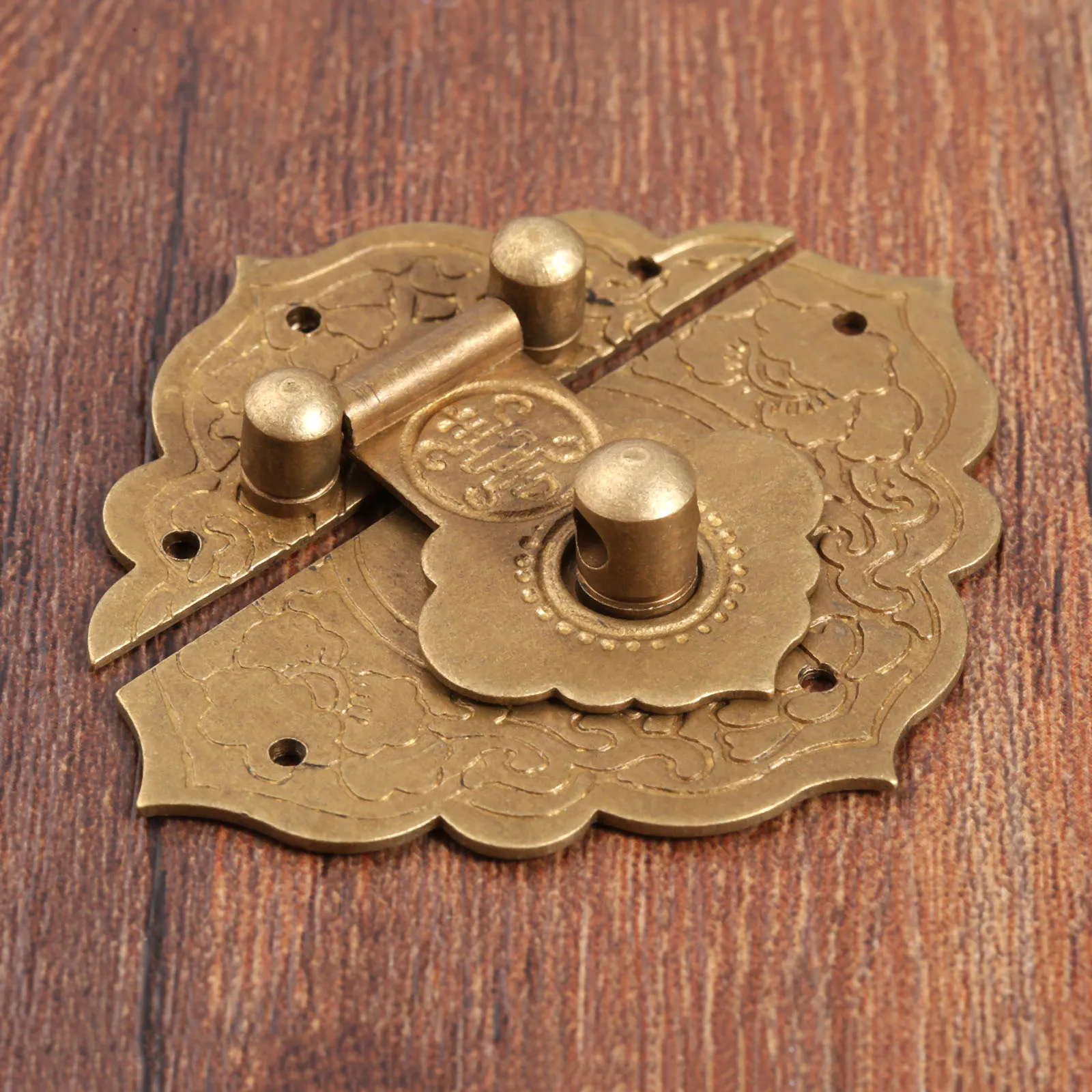 1Pc Antique Brass Box Hasp Latches Chinese Old Lock Catch for Jewelry Suitcase Buckle Clip Clasp Kitchen Cupboards 54*46mm