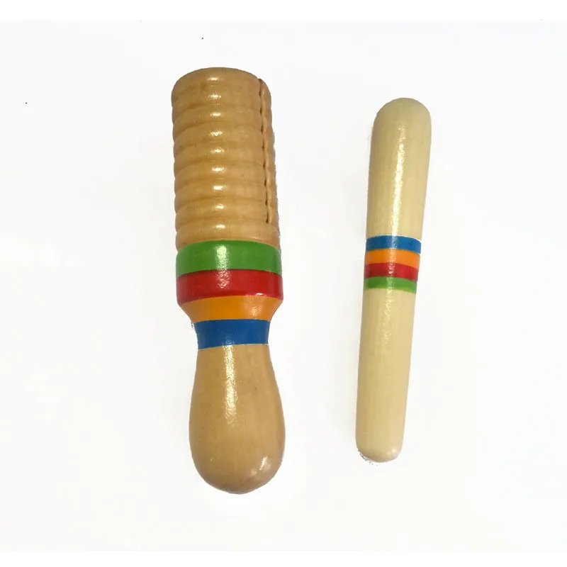 Wooden Music Instrument for Children Kid Toys Sound Tube Small Single-threaded Ring Percussion Cylinder Toys