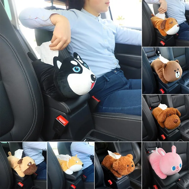 New High Quality Universal Car Armrest Box Tissue Box Creative Cartoon Cute Tissue Box Car Interior Products Car Accessories