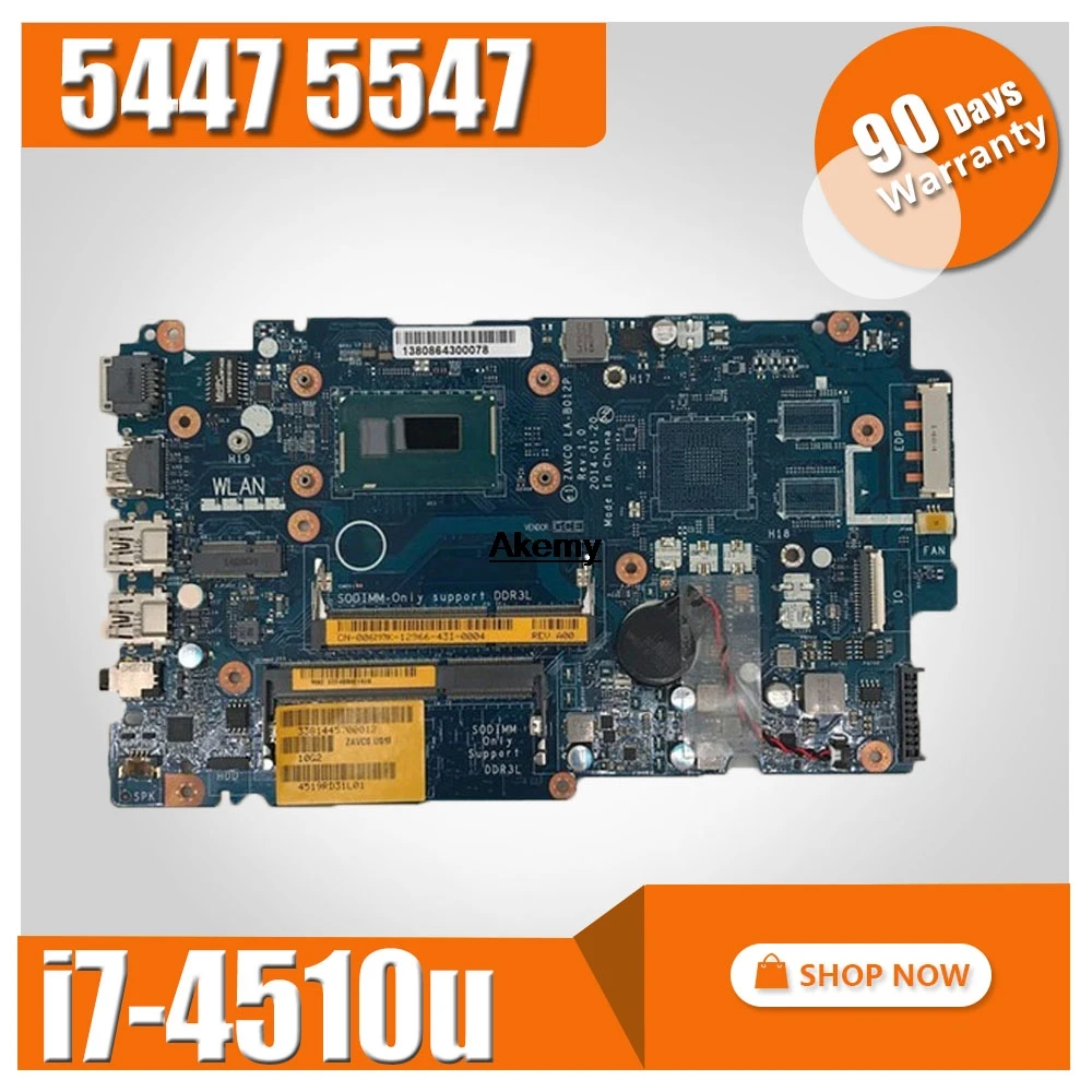 

For Dell Inspiron 5447 5547 laptop motherboard ZAVC0 ZAVA0 5547 LA-B012P REV:1.0 i7-4510u mainboard