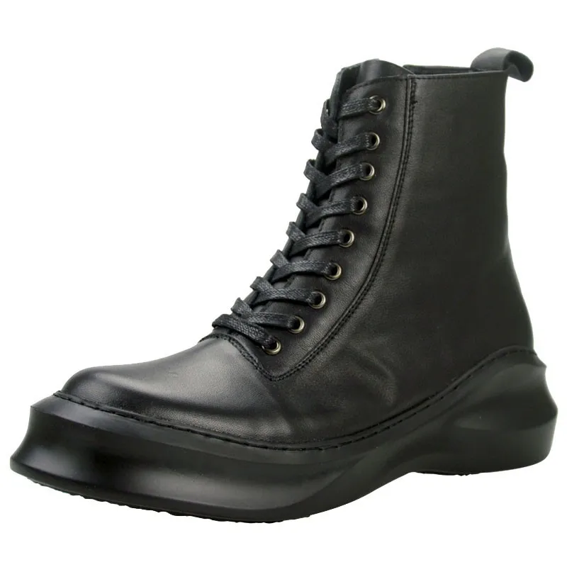 2020 Brand New Mens Winter Biker Shoes Luxury Real Leather Military Combat Boots Punk High Top Platform Work Safety | Обувь