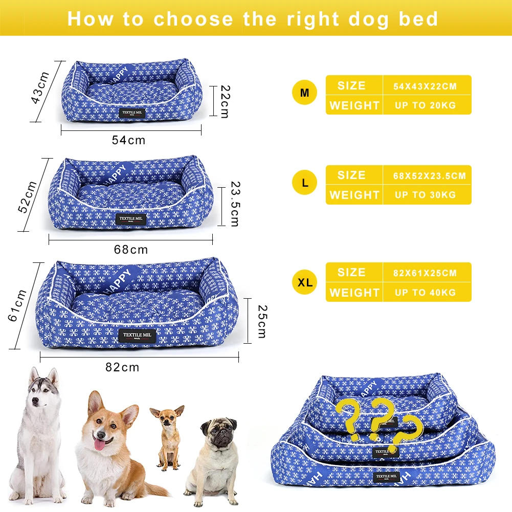 Petaccom-petking dog bed-removable and washable pet mattress soft and non-slip dog cushion, pet mats, thick pet blankets, pet kennels M-XL