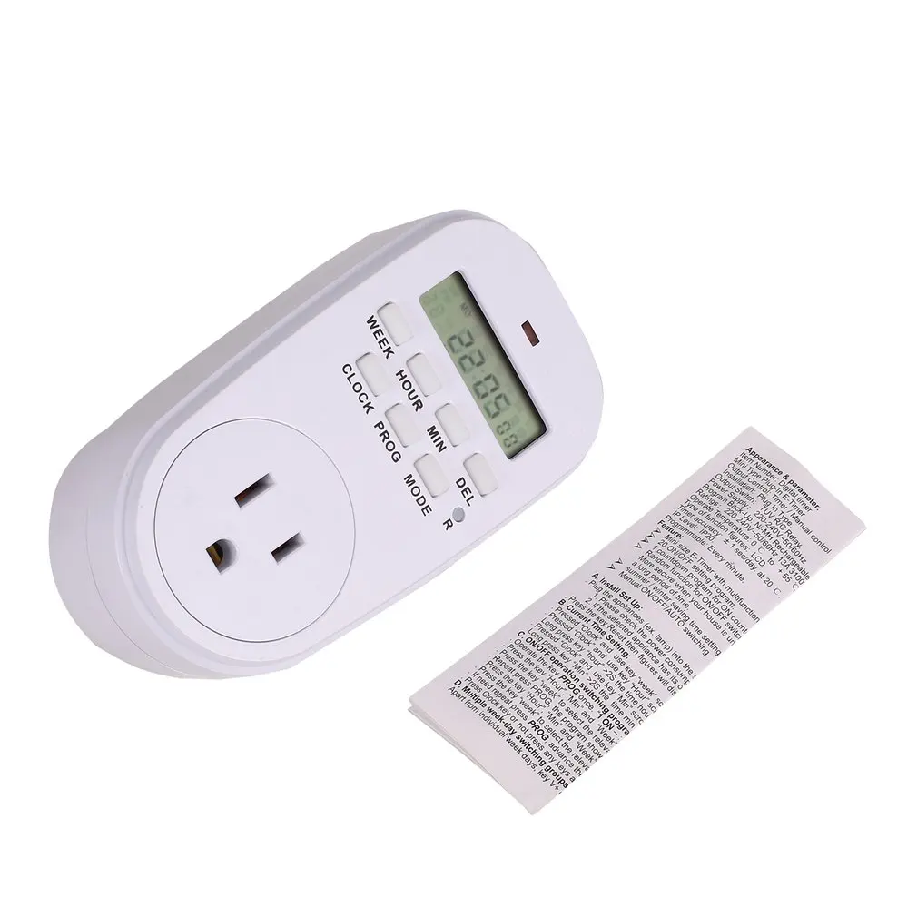 

Mini Digital LCD 230V 16A Timer Switch Socket Outlet Plug-in Time Countdown Energy Saving Programmable Electronic Controller