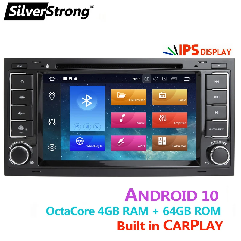 SilverStrong CarPlay Android10 2Din автомобильный dvd плеер для VolksWagen Touareg 2004 2009 4G Модем sim 32G
