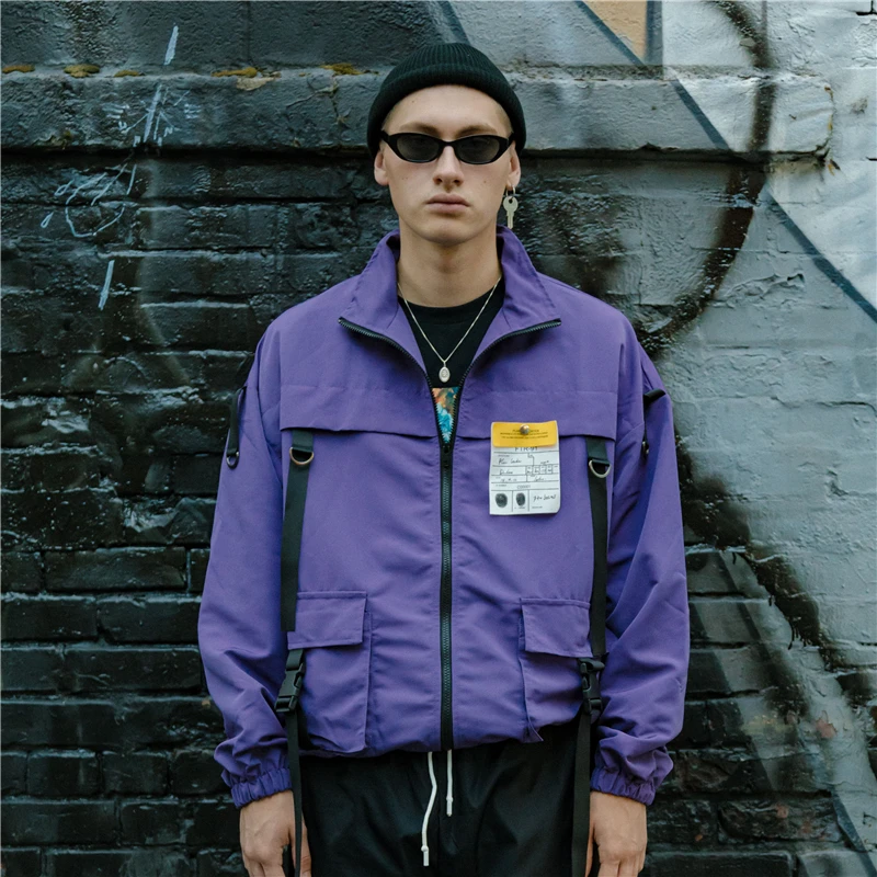 

Ruched Jacket Casual Hanging Strap Hooded 2019 New Men