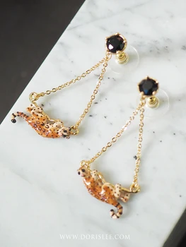 

Para as Mulheres Brincos Department of Forestry Restore Ancient Ways Leopard Earrings Ear Clip Women Vintage Resin Animal Copper