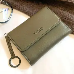 2019 однотонный маленький кошелек женский бумажник с отделениями для карт кожаные многофункциональные женские бумажники, Женский кошелек