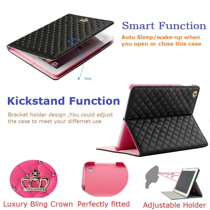 7," Роскошная корона Coque для iPad mini 2 3 Smart Case A1432 A1454 A1490 магнитная искусственная кожа для iPad mini 2 mini 3 Чехол-подставка