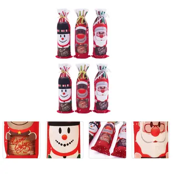 

6Pcs Christmas Printed Wine Cover Decorative Bottle Cover Desktop Bottle Bag