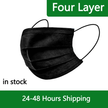 

Disposable Mouth Mask Black Face Masks Non-Woven Mask Anti-Dust 4 Layers Filter Activated Anti Pollution Face Mouth Mask