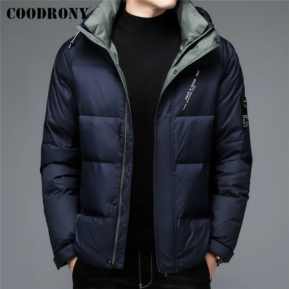 Winter White Duck Down Jacket Men Thick Warm Parka New Fashion Casual Hooded Coat High Quality Windbreak COODRONY Clothing C8162 packable down jacket Down Jackets