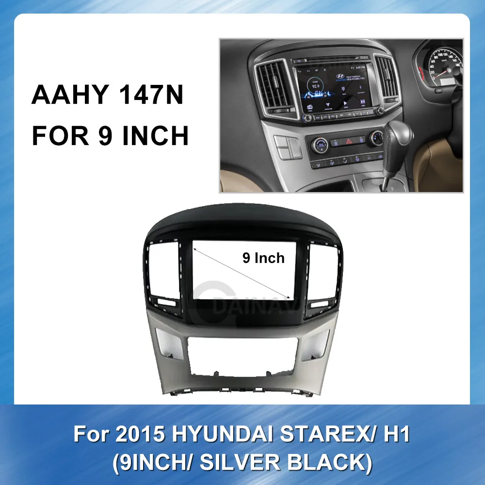 US $101.08 9 Inch 2 Din Car radio Fascia Frame for Hyundai Starex H1 2015 SILVER BLACK Panel Dashboard ABS plastic Installation