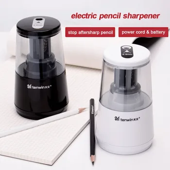 

Electric pencil sharpener Battery or power cord Automatic pencil sharpener for 6mm-8mm pencils Takes 10 seconds a pencil
