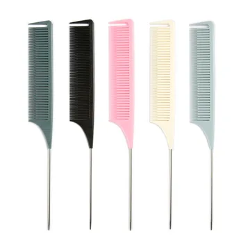 

5Pcs Fine-tooth Comb Metal Pin Anti-static Hair Style Rat Tail Comb 26*3.1cm Hairdressing Hair Styling Beauty Tools Professional