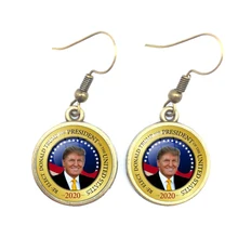 Дональд Трамп коллекция выборов Стекло кабошон держать America Great цвет серебро/золото/бронзовые серьги для женщин, ювелирные изделия для Для женщин и девочек