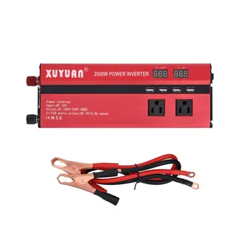 

2000W Dual LED diaplay Car Power Inverter Converter Charger Adapter Modified Sine Wave with 4 USB Port & 3 US Plug