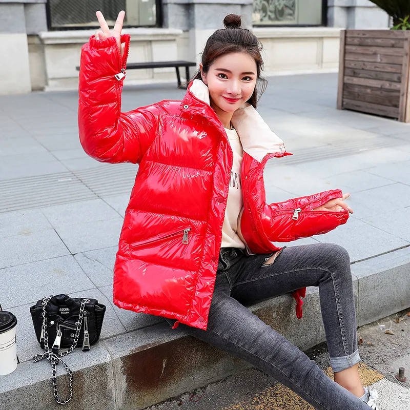 

Bright Surface Cotton-padded Clothes Women's 2019 New Style Korean-style Fashion Short down Jacket Cotton-padded Clothes Women's