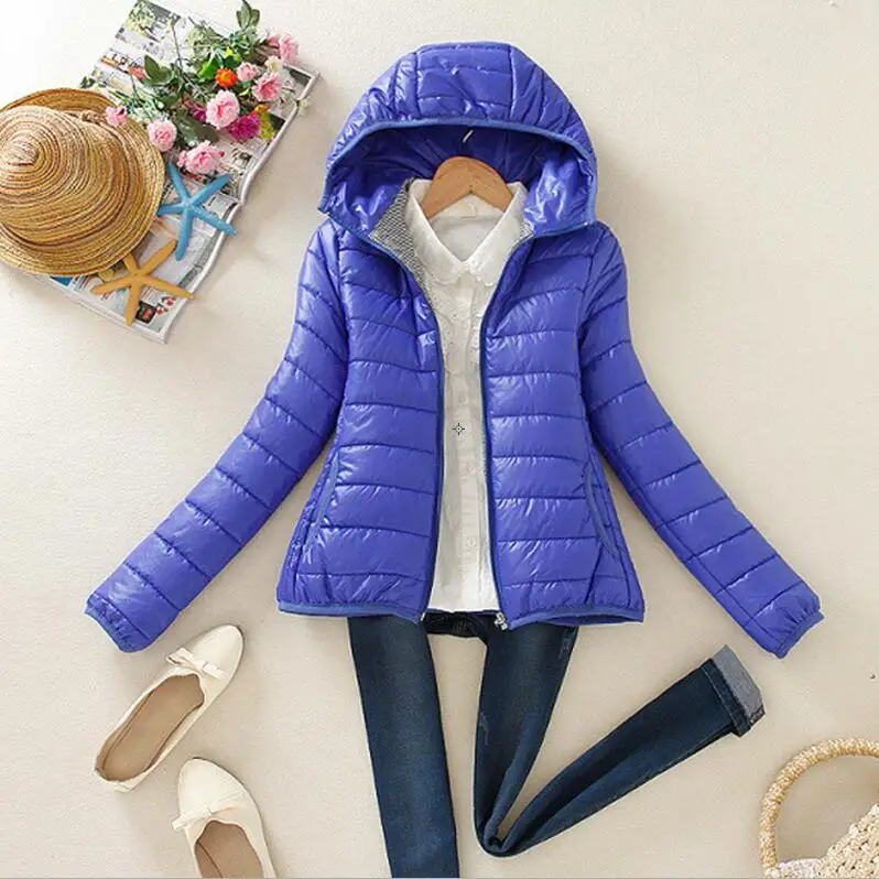 blue Женские супер теплые зимние куртки пальто женские куртки тонкие короткие мягкие сверхлегкие тонкие хлопковые куртки - Цвет: blue