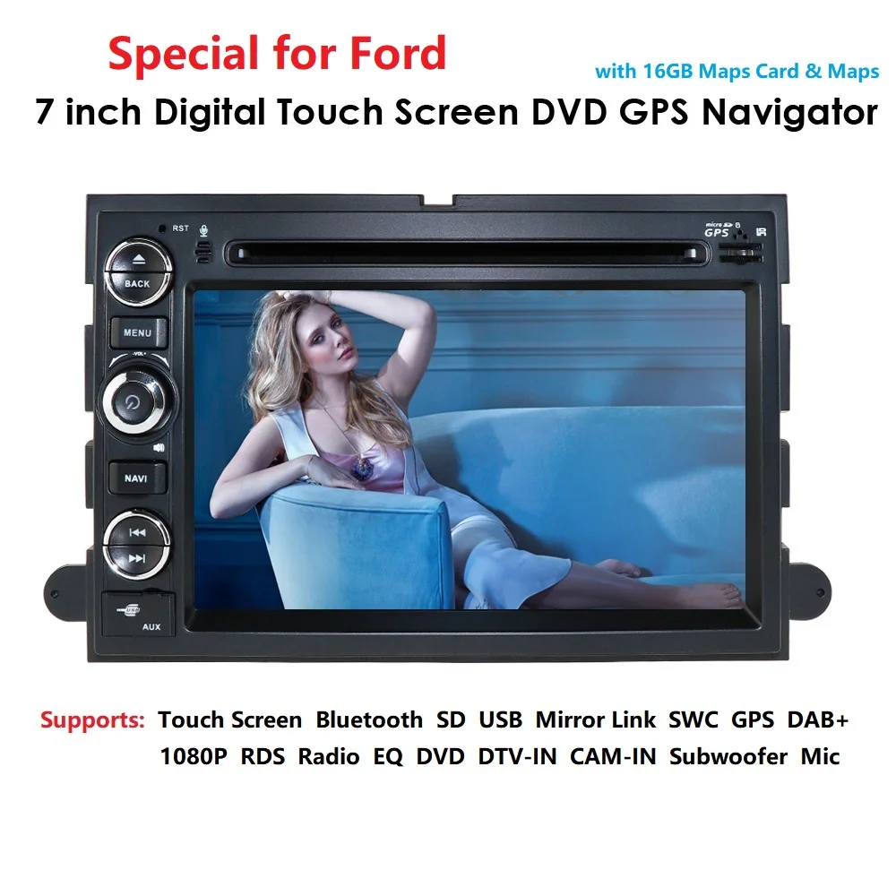 Best 7" Radio Car DVD player For FORD F150 250 F350 E150 E250 Montego FOCUS Edge Fusion DVR Back camera IGO map card RDS Mirror link 0