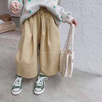 

Children's slacks fall/winter 2019 new children's wear Korean solid color loose straight leg pants for boys and girls