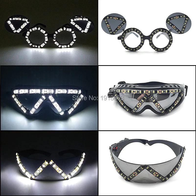 

Fashion Cool LED Glasses Powered by 23A Battery 6Lighting Colors Select LED Light Glasses for Halloween Birthday Party Supplies