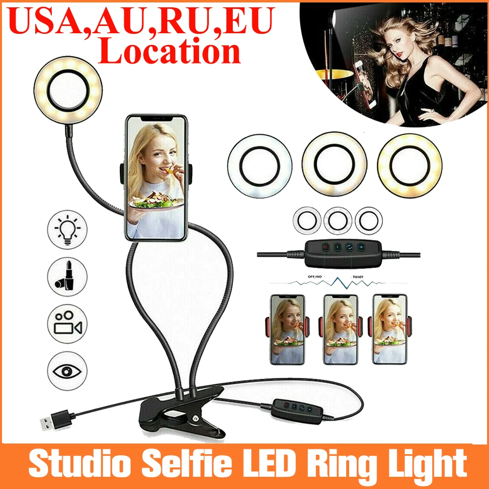 Photo Studio Selfie LED Ring Light with Cell Phone Mobile Holder for Youtube Live Stream Makeup,Ring Lamp for iPhone/Android photo
