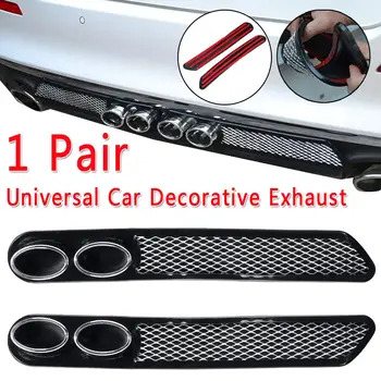 

Pair Universal Black Car Auto Styling Fake Decorative Vent Grid Exhaust Muffler Pipe Adhesive Tape Car sticker Styling Wholesale