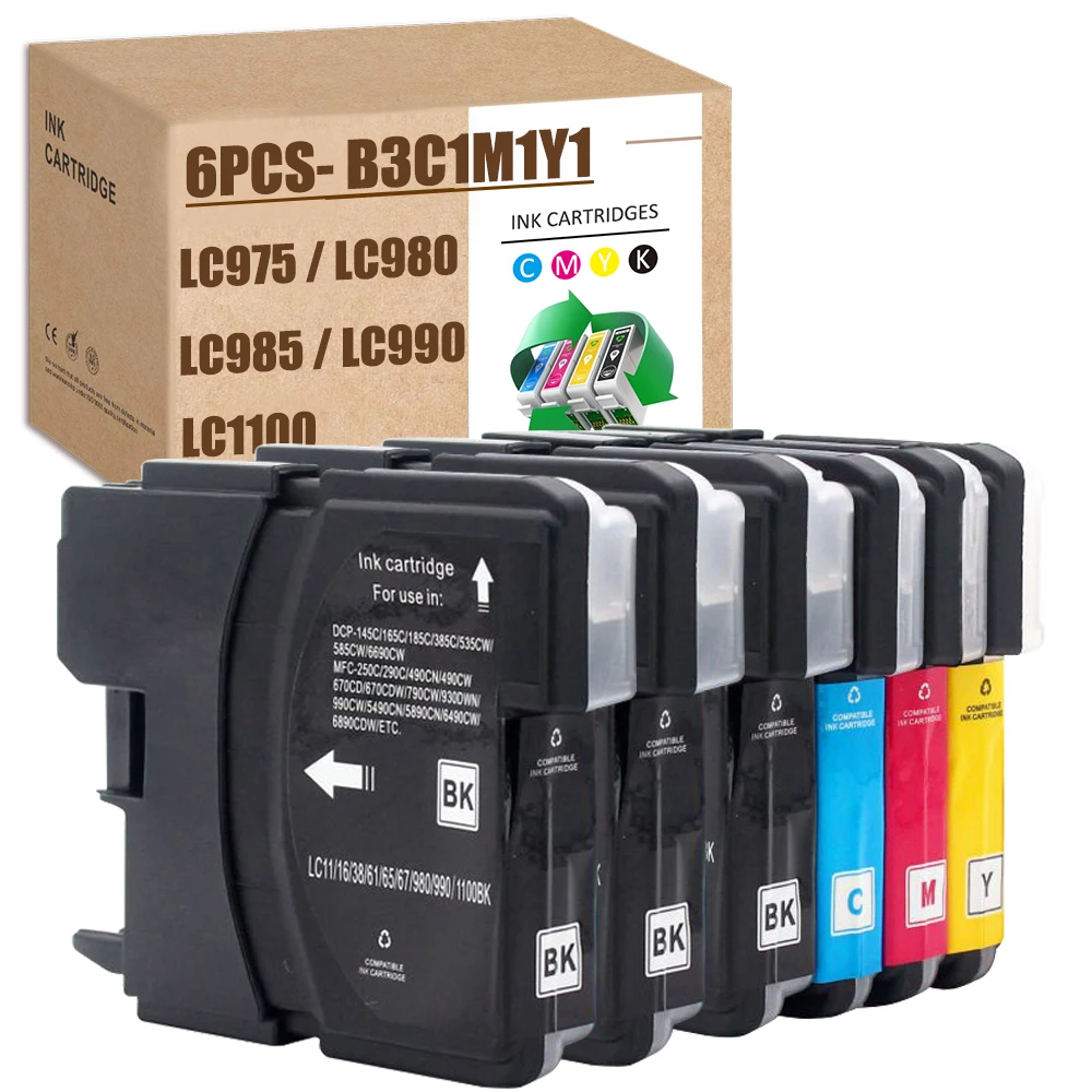 For Brother LC975 LC980 Cartridge LC1100 MFC-290C MFC-295CN MFC-297C 6890CDW 990CW DCP-145C DCP-163C MFC-5890CN 795CW | Компьютеры и